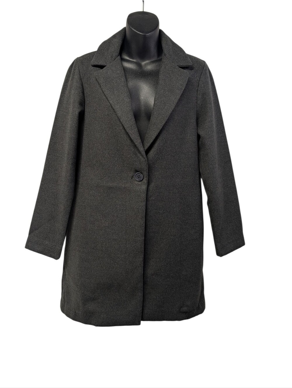 Staccato Women's Gray Mid-length Peacoat Collared Button Pockets Size M
